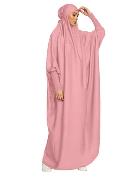 Цельный мусульманский молитвенный Хиджаб в Рамадан, женская мода, Абая с капюшоном, полное покрытие, платье с длинным рукавом, Ислам, Дубай, скромный халат